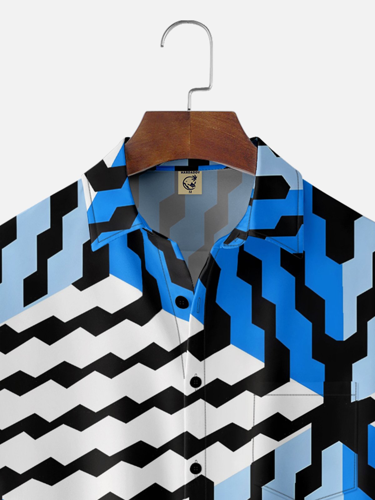 Moisture-wicking Artistic Geometry Chest Pocket Casual Shirt
