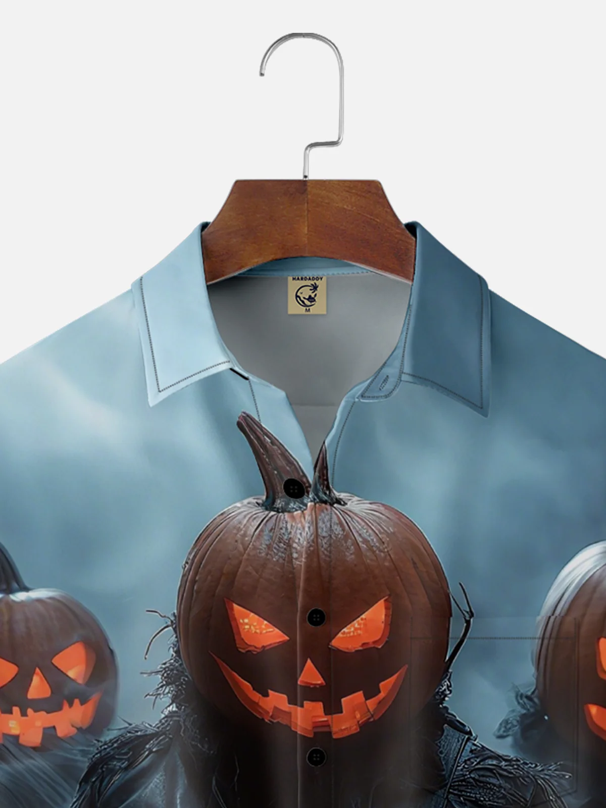 Moisture-Wicking Halloween Pumpkin Rock Music Chest Pocket Hawaiian Shirt