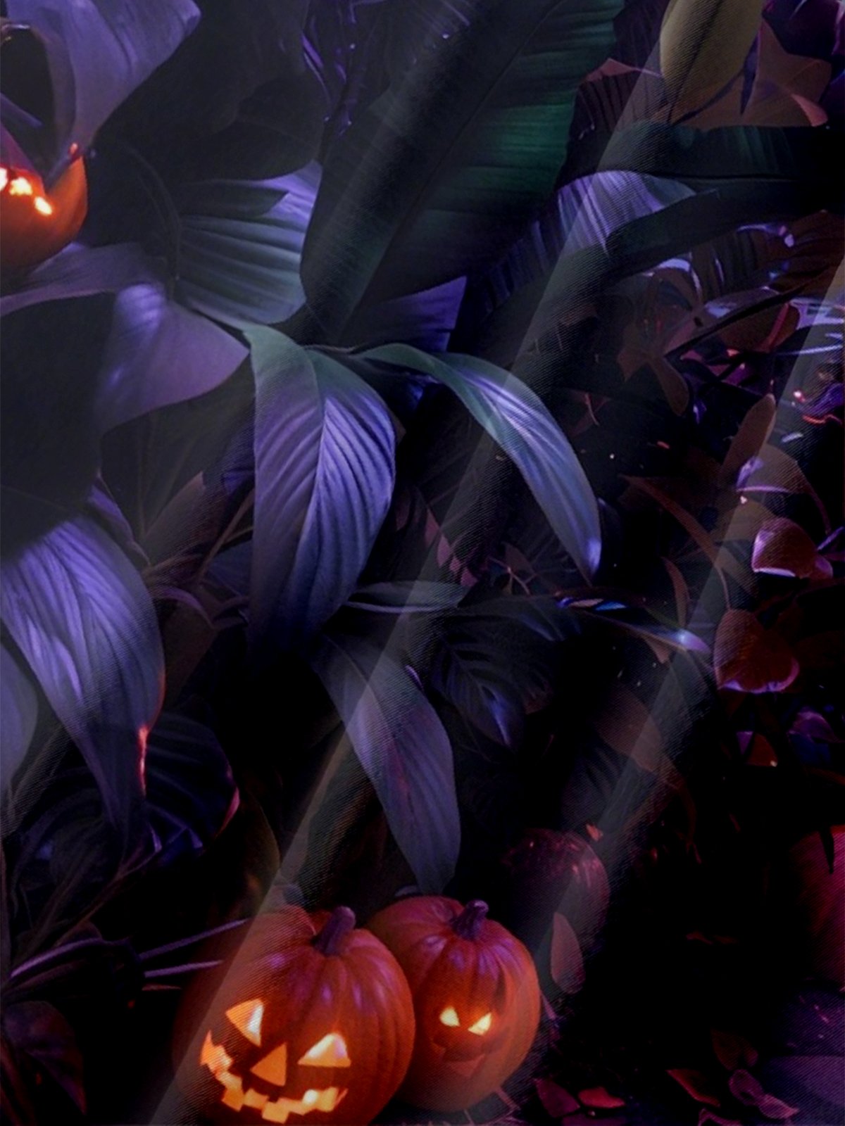 Moisture-Wicking Halloween Pumpkin Botanical Chest Pocket Hawaiian Shirt