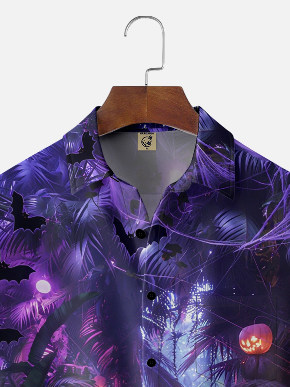 Moisture-Wicking Halloween Pumpkin Botanical Chest Pocket Hawaiian Shirt