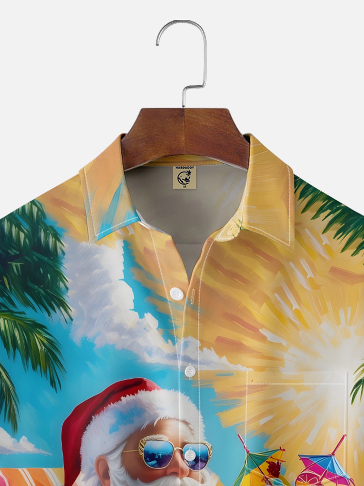 Moisture-wicking Christmas Santa Claus On Vacation Chest Pocket Casual Shirt