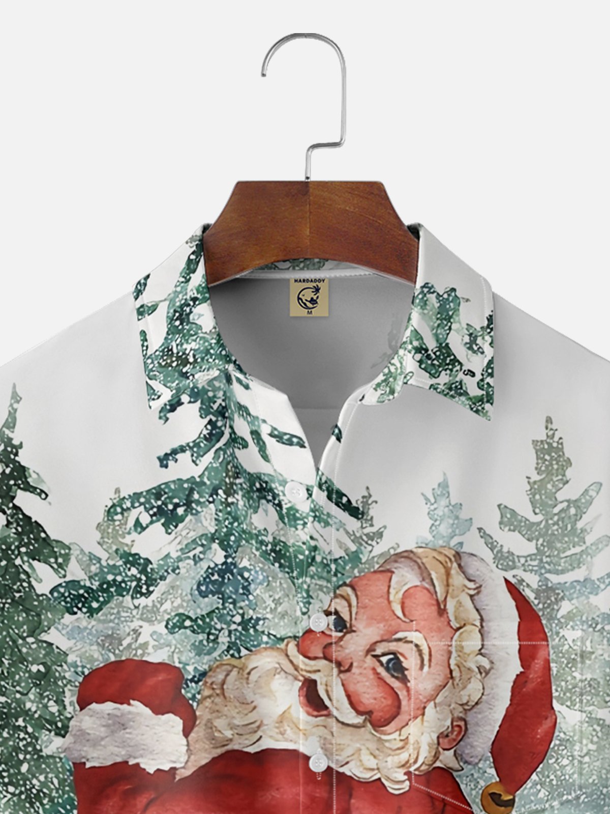 Moisture-Wicking Christmas Santa Skating Chest Pocket Hawaiian Shirt