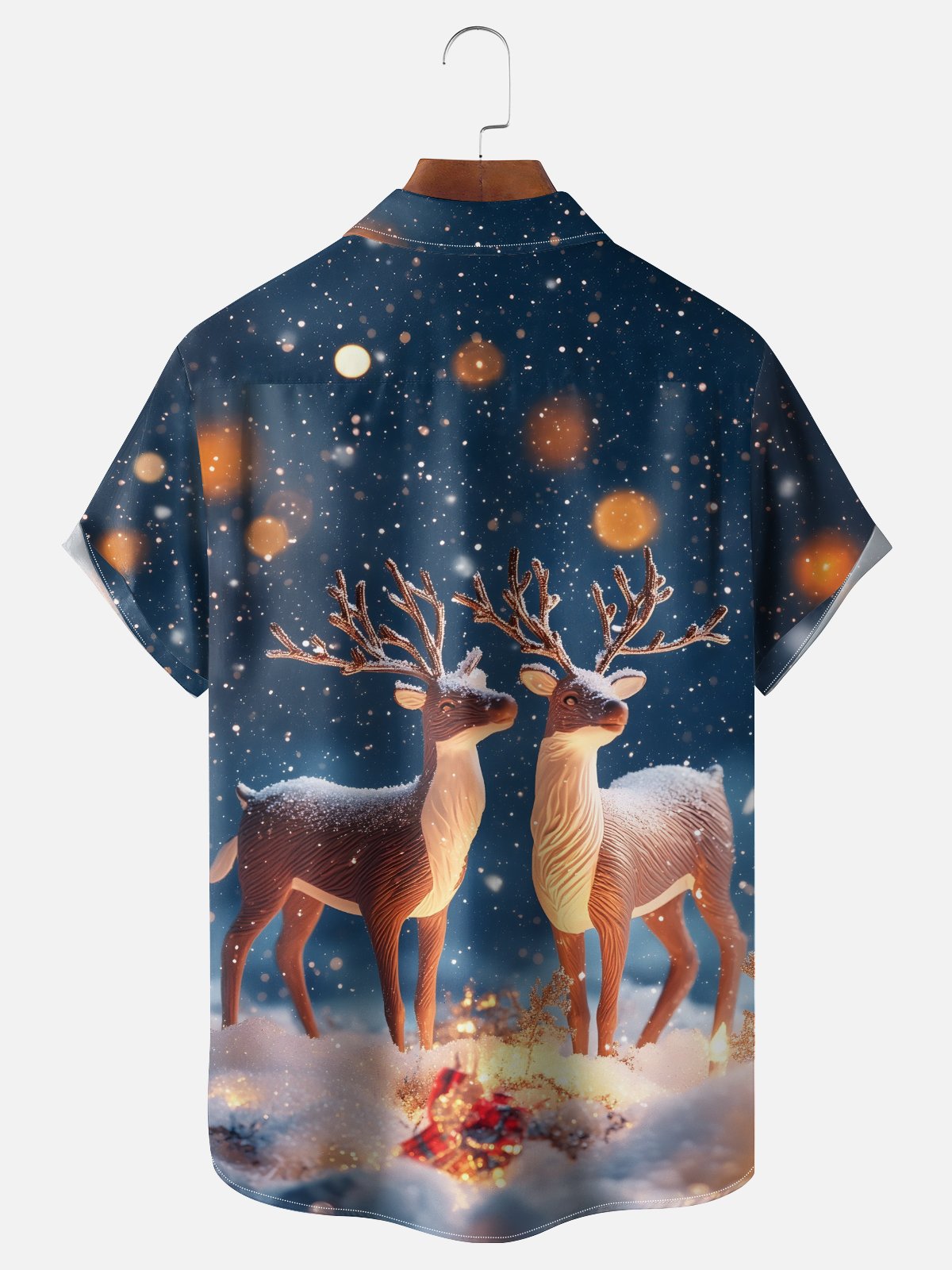 Moisture-wicking Christmas Reindeer Chest Pocket Casual Shirt