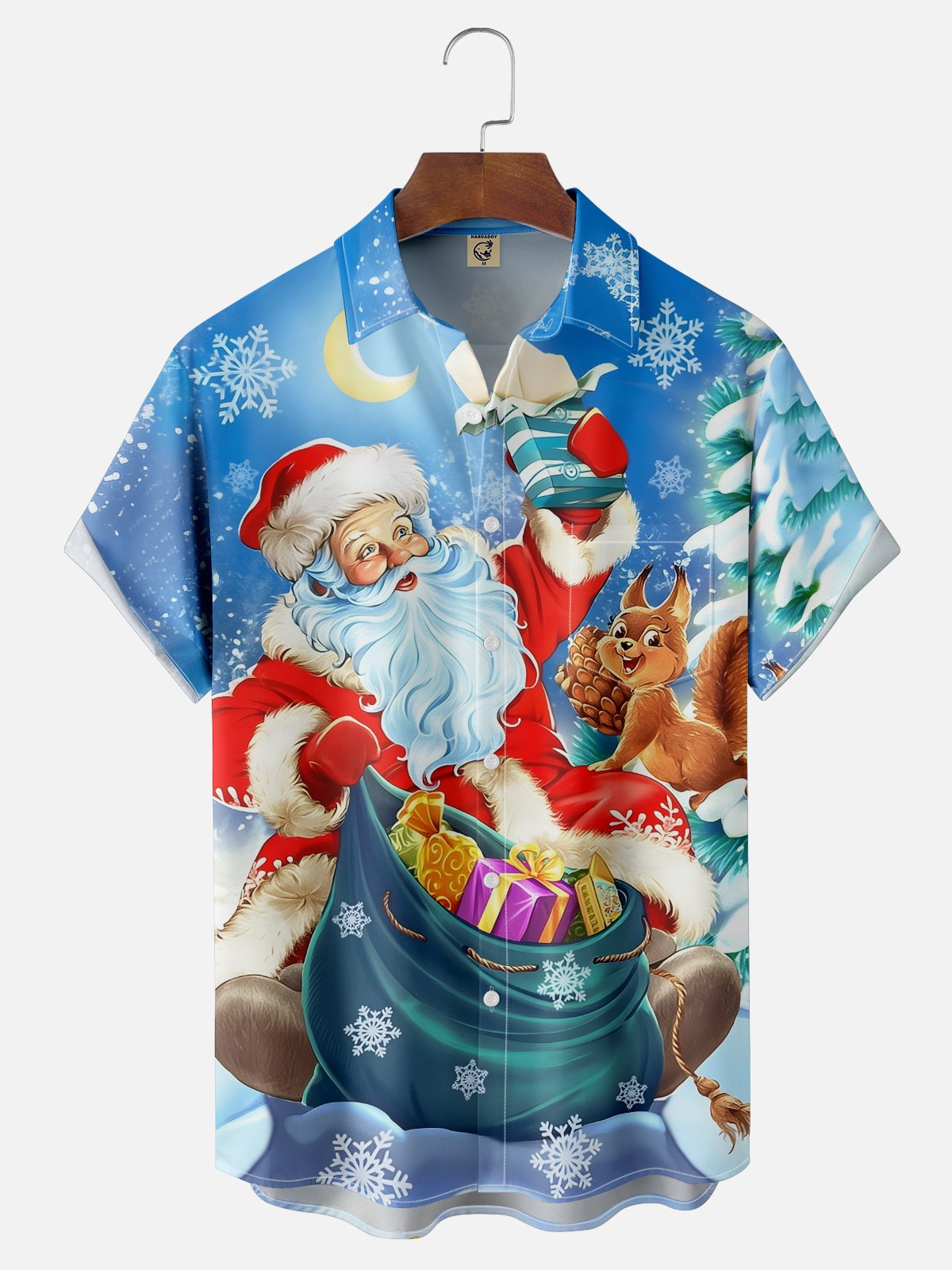 Moisture-wicking Christmas Santa Chest Pocket Casual Shirt