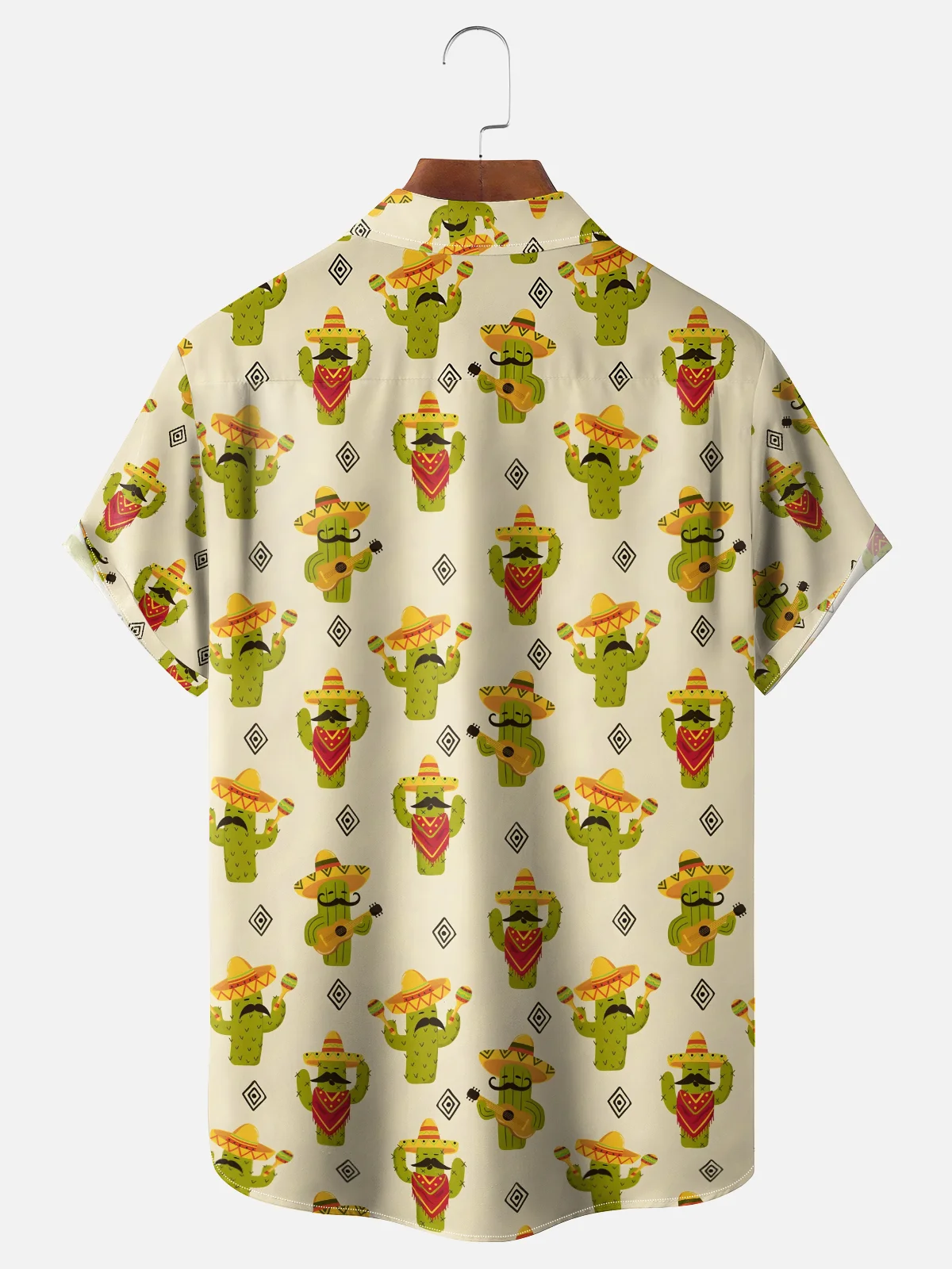 Moisture-wicking Mexican Cactus Guitar Chest Pocket Casual Shirt