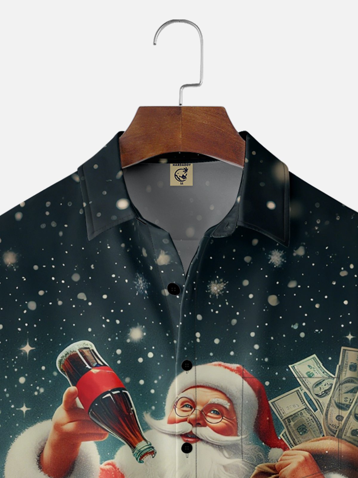 Moisture-Wicking Santa Claus Chest Pocket Hawaiian Shirt