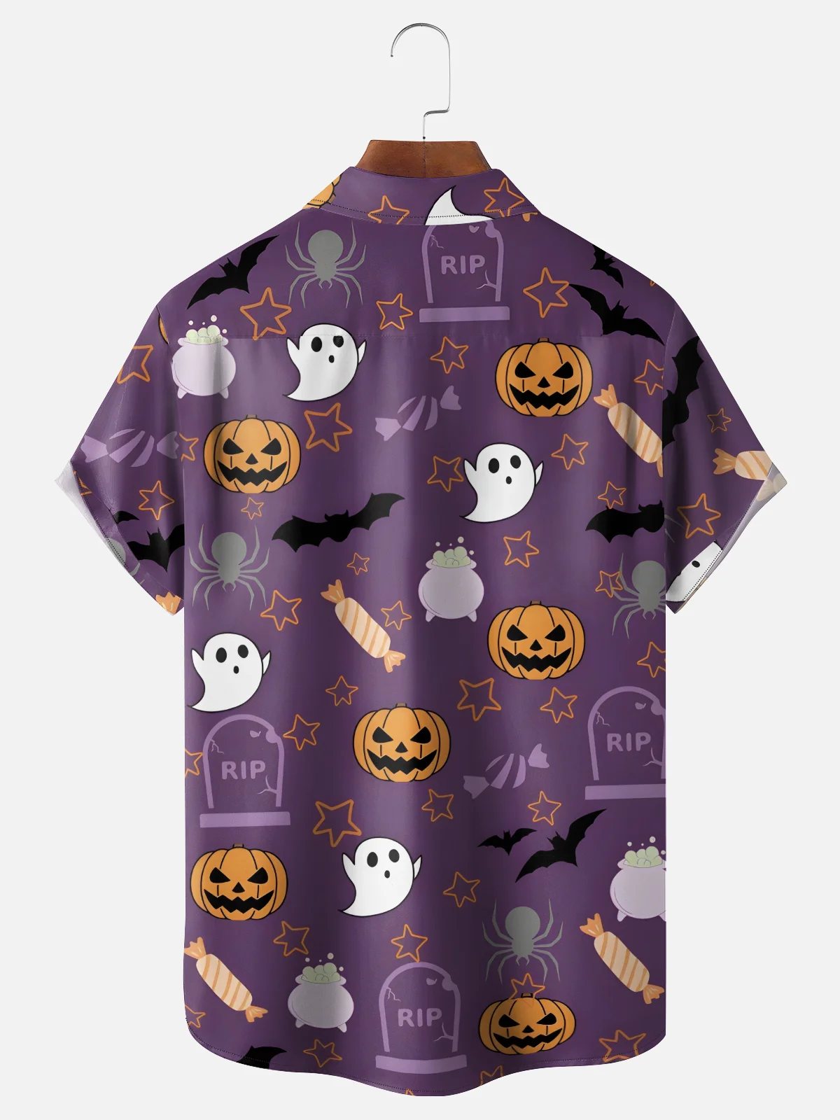 Moisture-wicking Halloween Ghost Spider Pumpkin Chest Pocket Casual Shirt