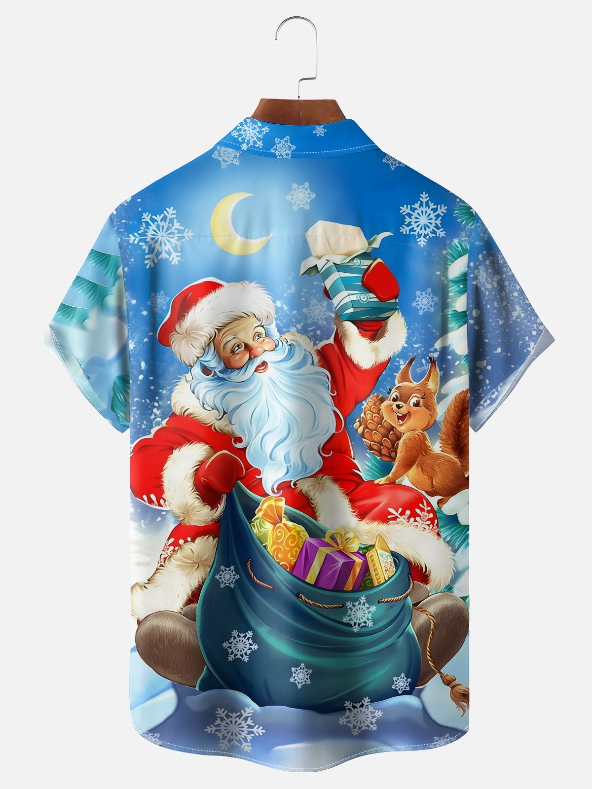 Moisture-wicking Christmas Santa Chest Pocket Casual Shirt