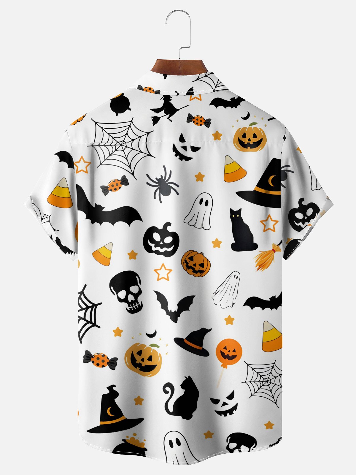 Moisture-wicking Halloween Pumpkin Chest Pocket Casual Shirt