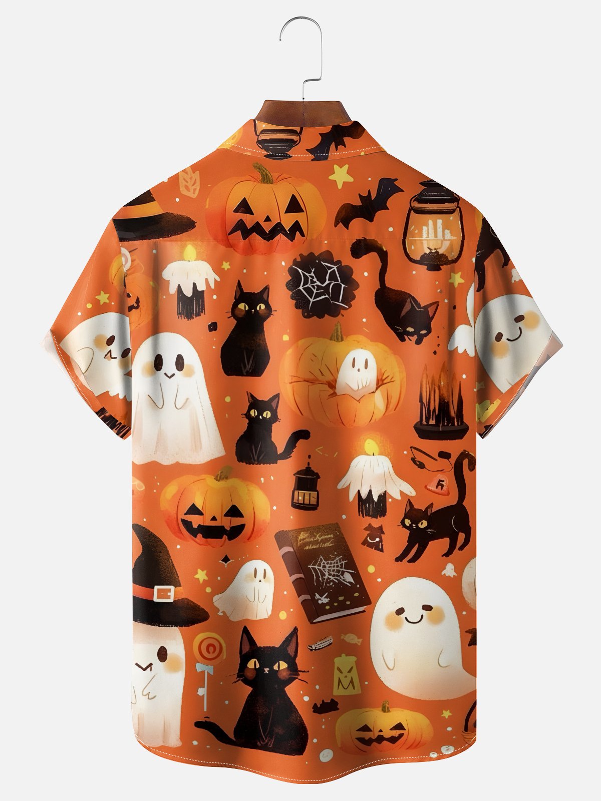 Moisture-wicking Halloween Ghost Chest Pocket Casual Shirt