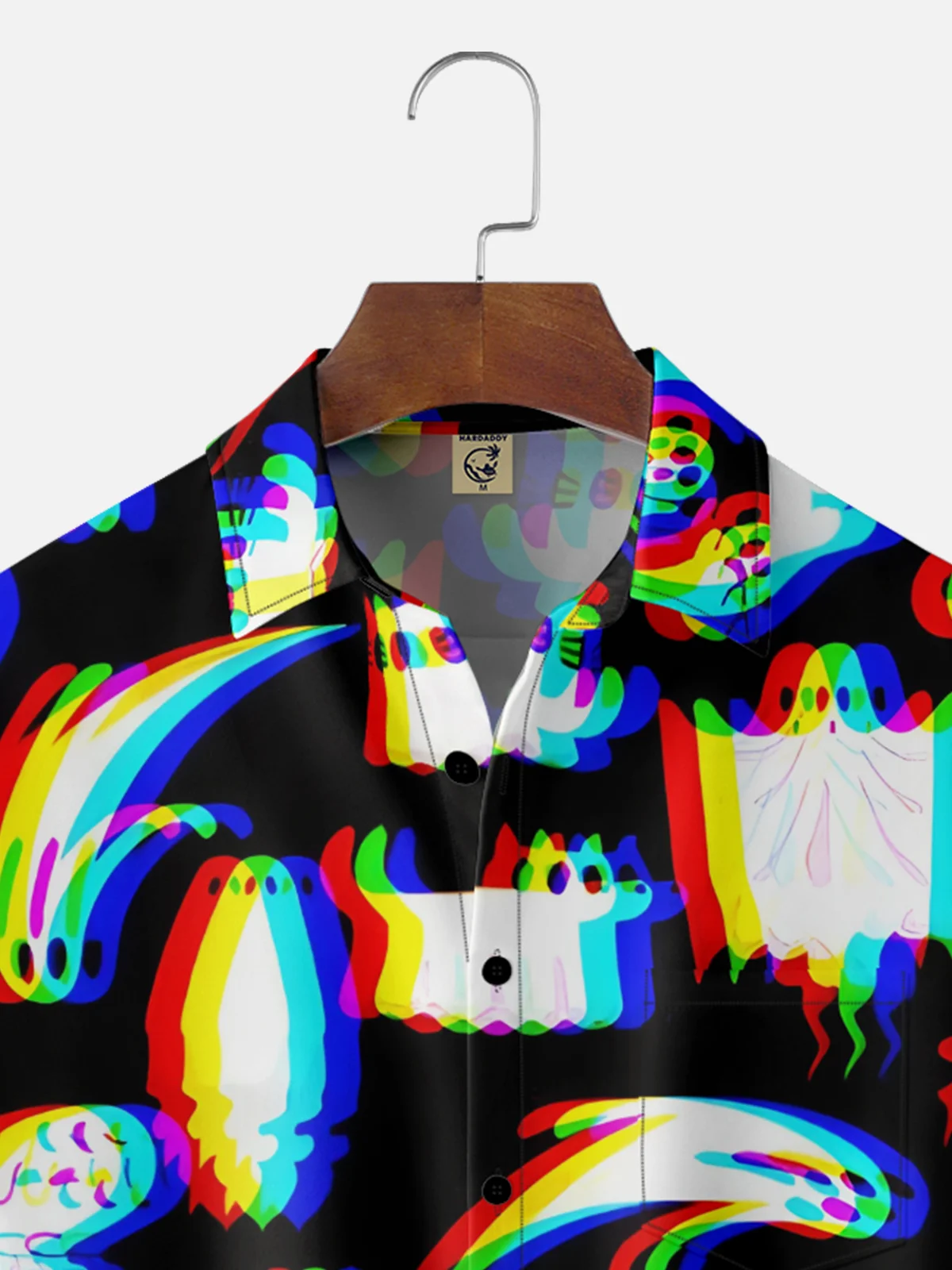 Moisture-wicking Halloween Ghost Chest Pocket Casual Shirt