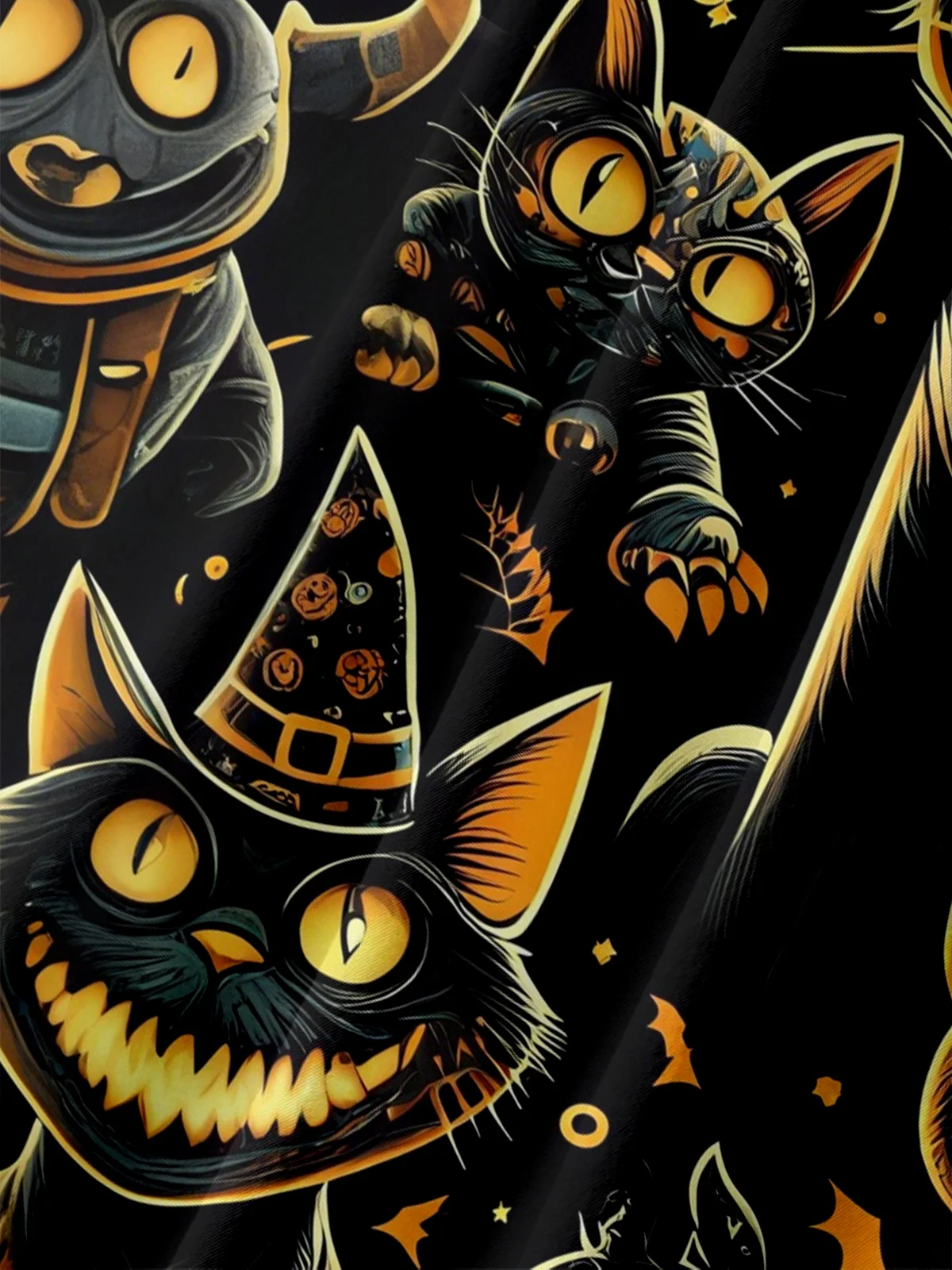 Moisture-wicking Halloween Black Cat Halloween Hat Chest Pocket Hawaiian Shirt
