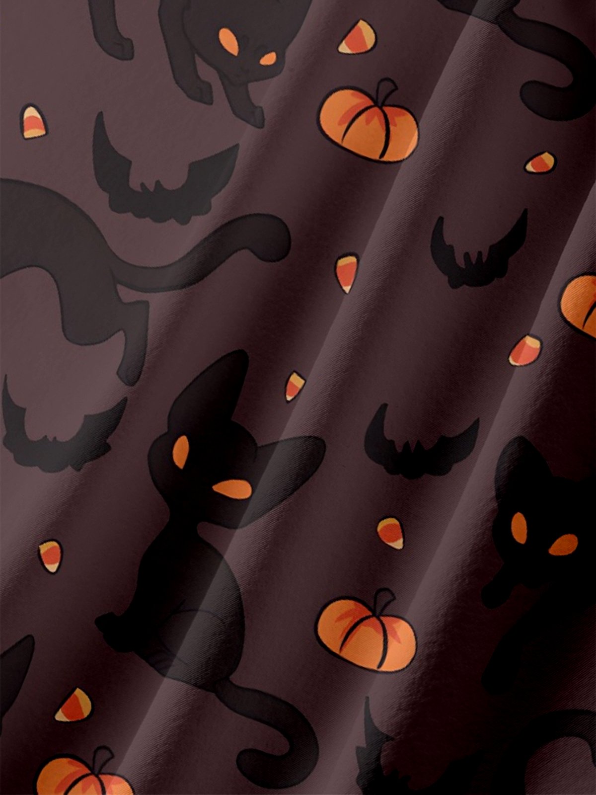 Moisture-wicking Halloween Pumpkin Cat Fun Chest Pocket Casual Shirt