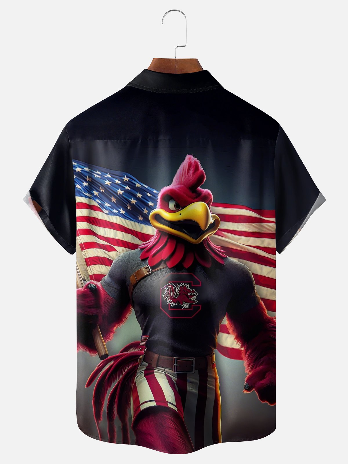Moisture-wicking American Football South Carolina Art Gamecock Chest Pocket Casual Shirt