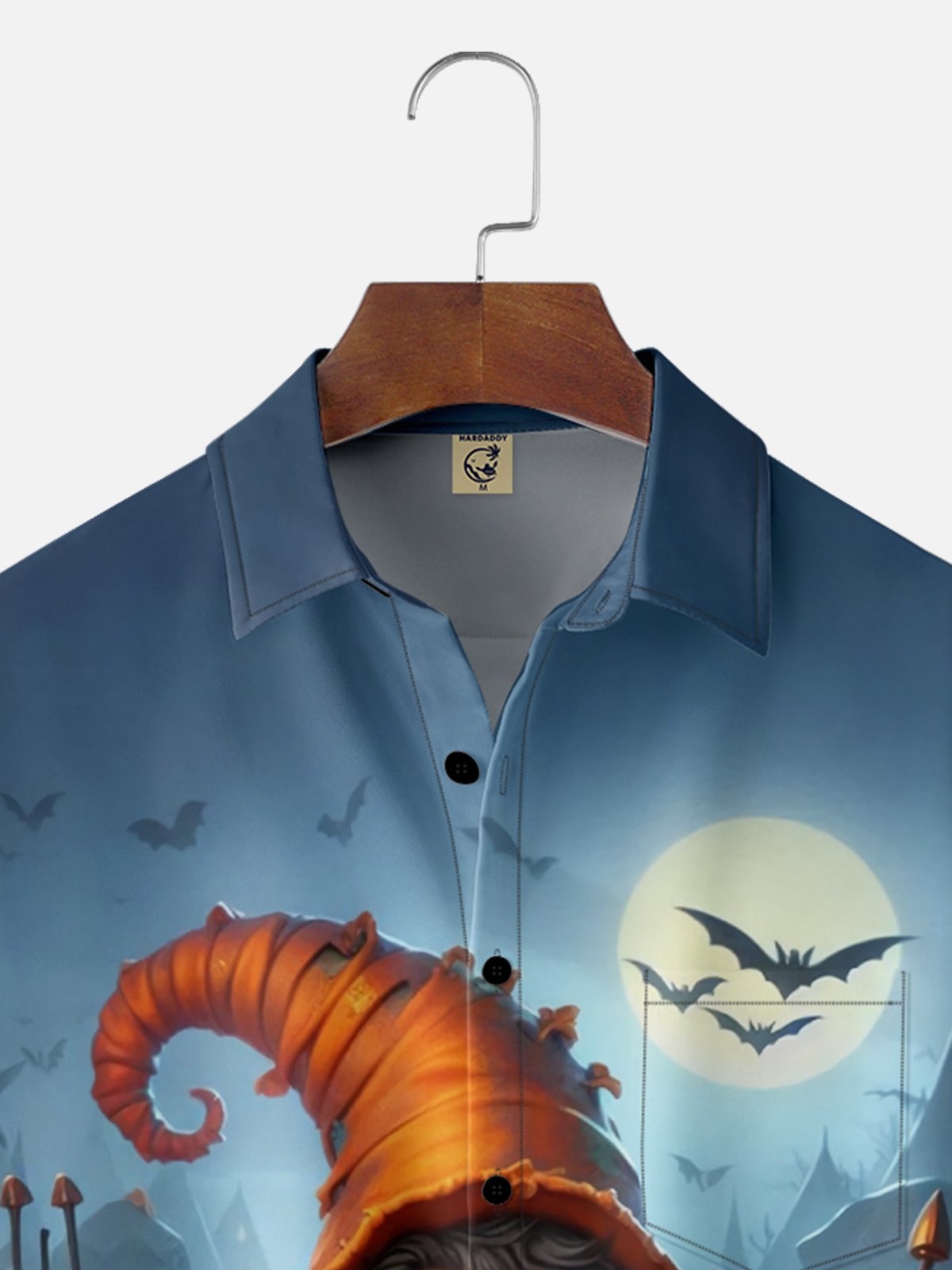 Moisture-Wicking Halloween Pumpkin Gnome Chest Pocket Hawaiian Shirt