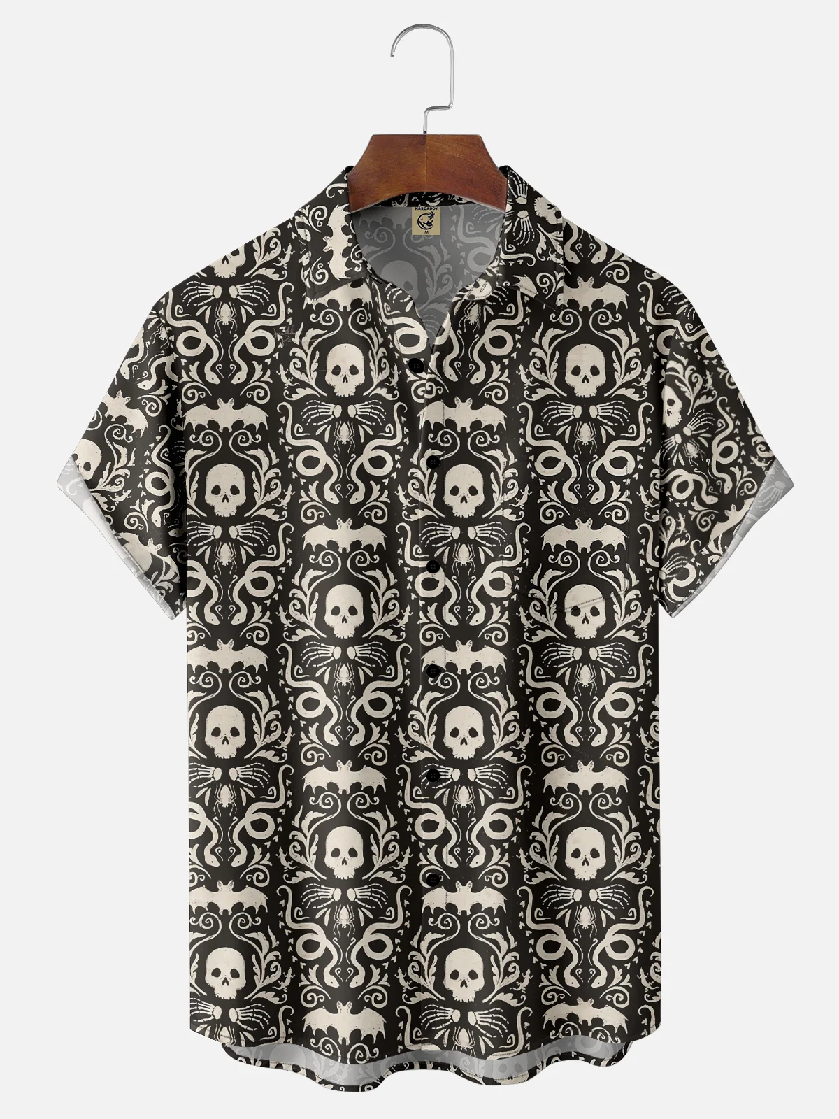 Moisture-Wicking Day Of The Dead Skull Chest Pocket Hawaiian Shirt
