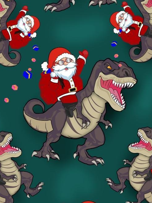 Moisture-Wicking Santa Dinosaur Long Sleeve Golf Polo
