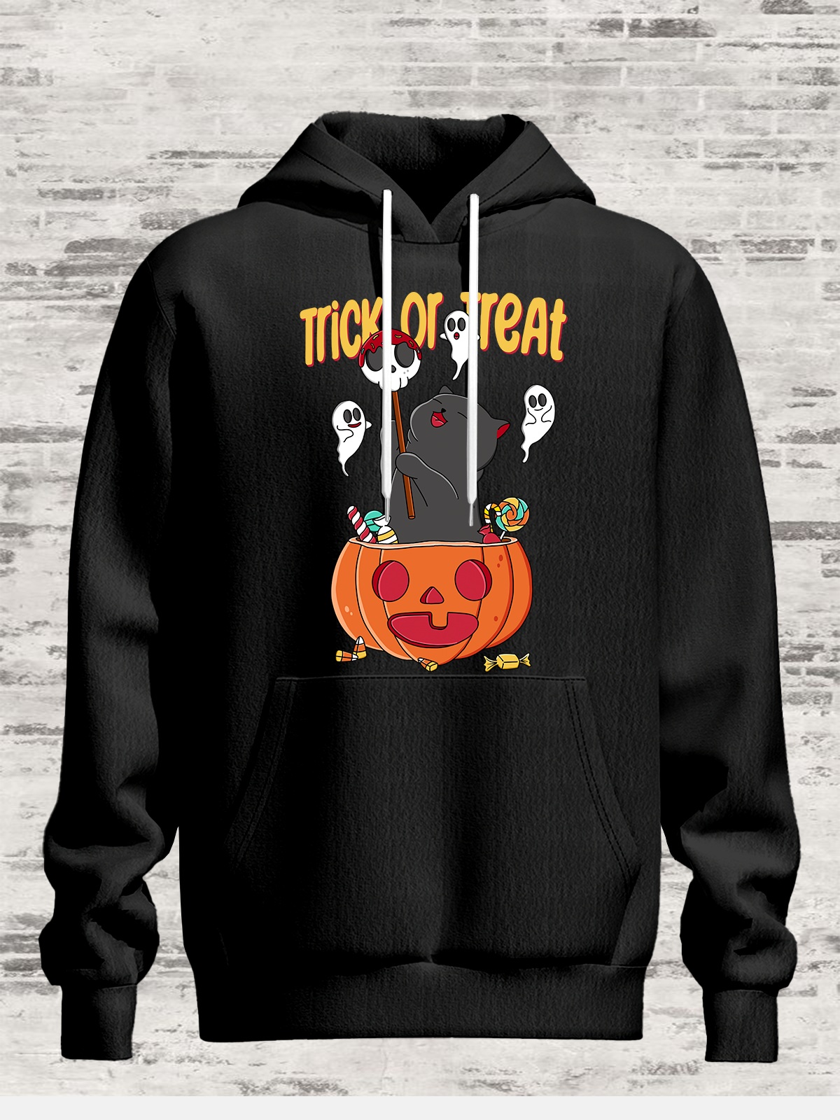 Hardaddy X Kimprut Imut Halloween Ghost Cat Pumpkin Hoodie Sweatshirt