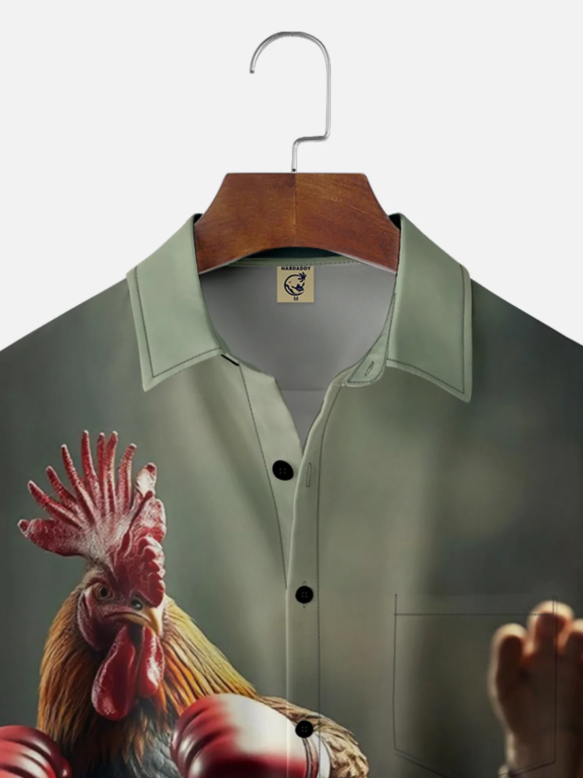 Moisture-wicking Fun Boxing Cock Kung Fu Chest Pocket Hawaiian Shirt