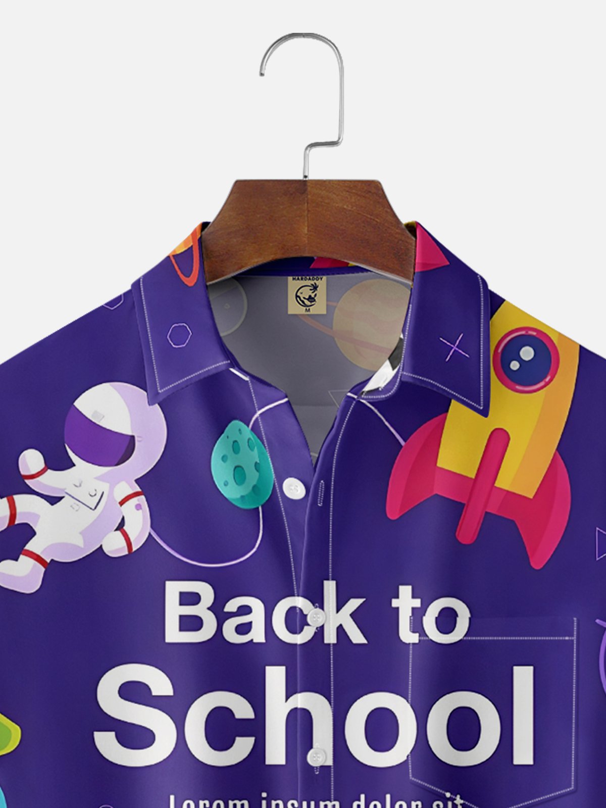 Moisture-wicking Fun “BACK TO SCHOOL” Chest Pocket Casual Shirt