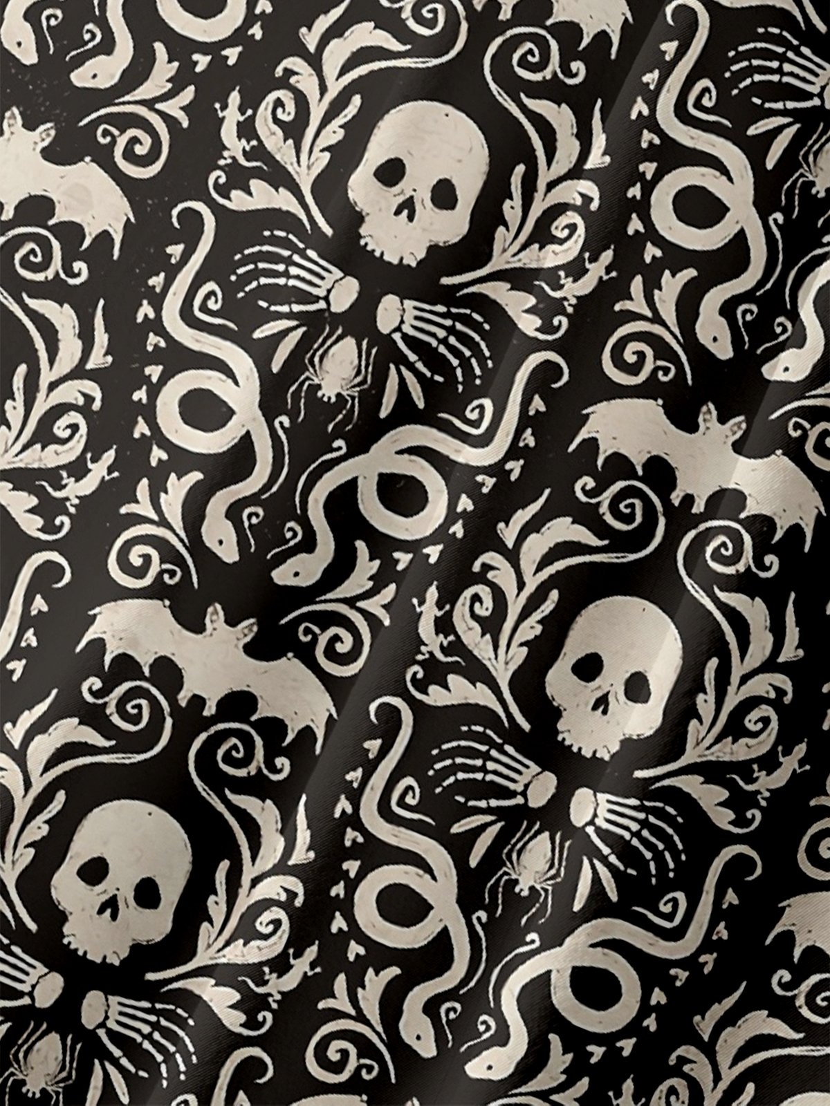 Moisture-Wicking Day Of The Dead Skull Chest Pocket Hawaiian Shirt