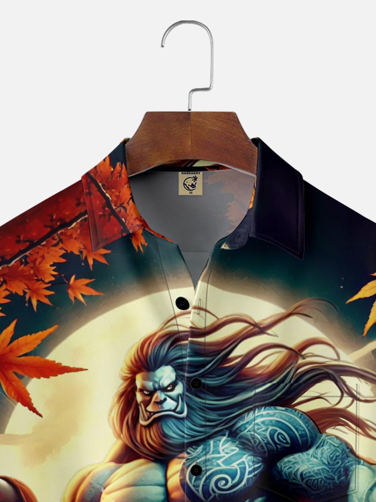 Moisture-Wicking Halloween Samurai Pumpkin Chest Pocket Hawaiian Shirt