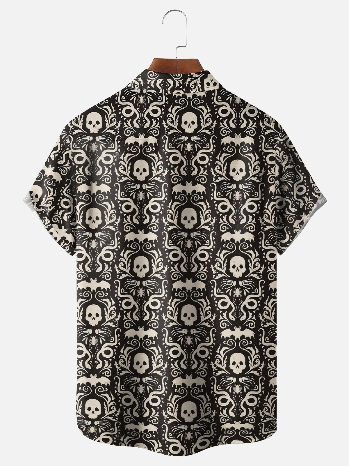Moisture-Wicking Day Of The Dead Skull Chest Pocket Hawaiian Shirt