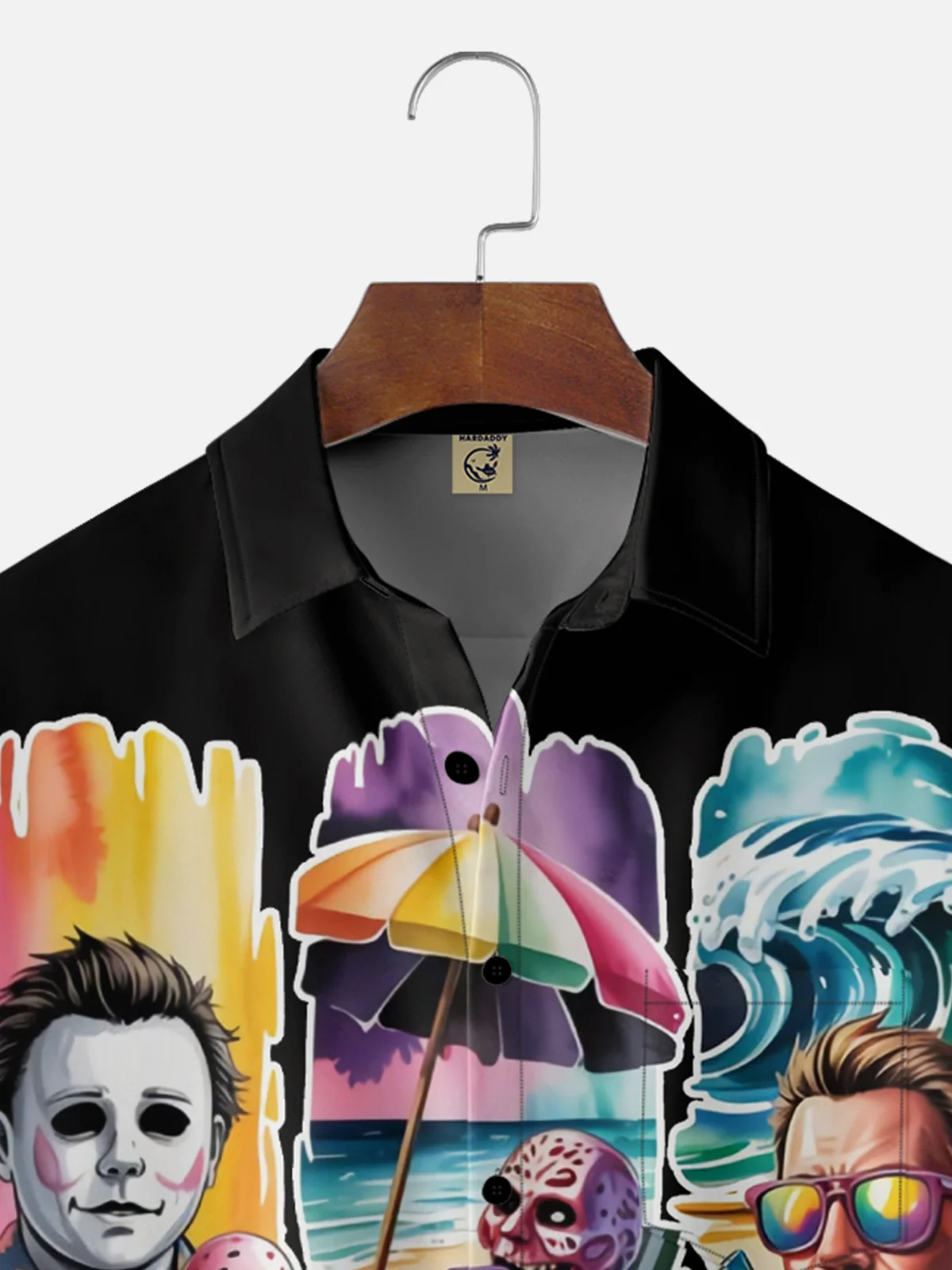 Moisture-Wicking Halloween Pumpkin Cartoon Character Chest Pocket Hawaiian Shirt