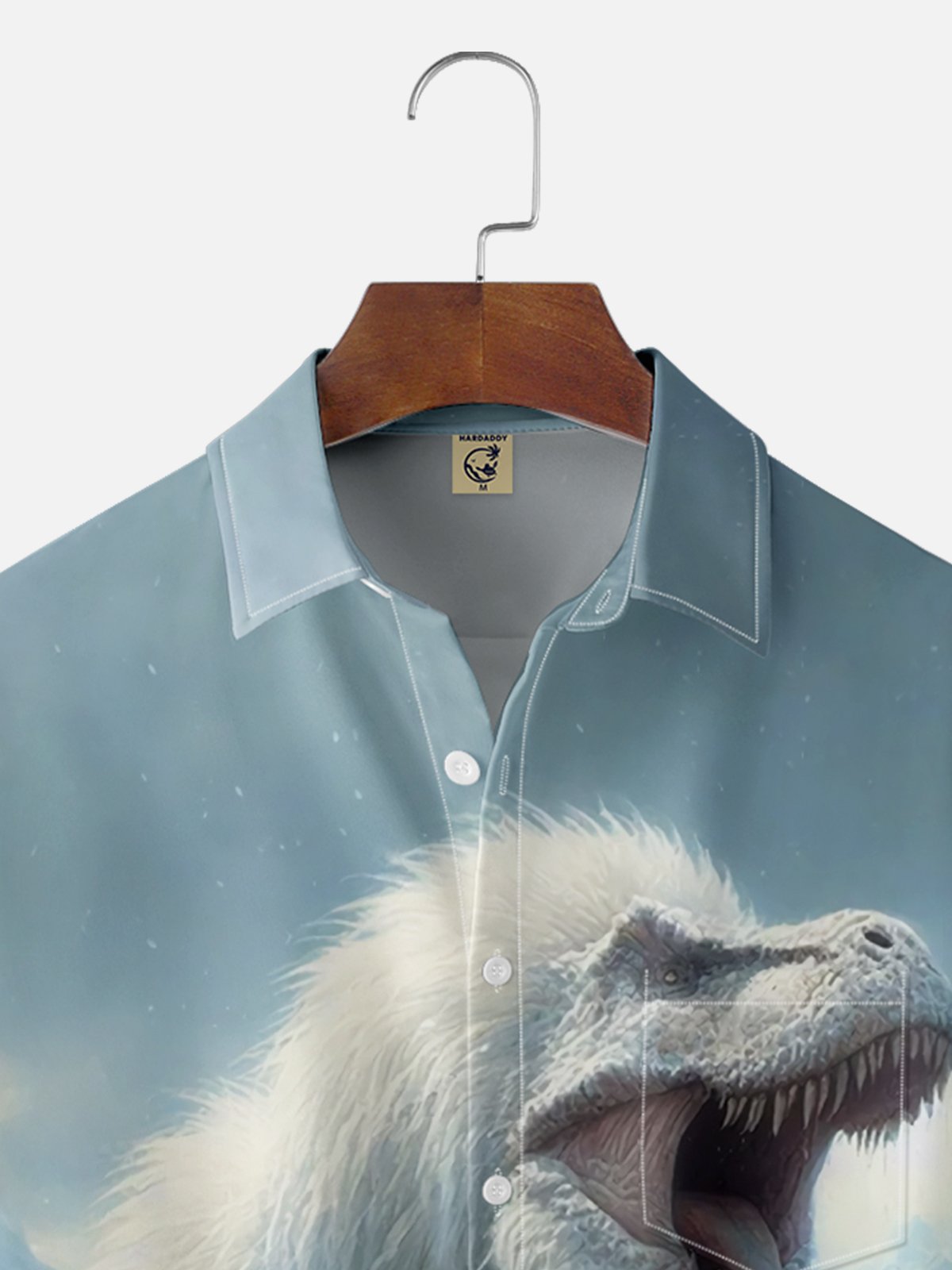 Moisture-Wicking Dinosaur Chest Pocket Hawaiian Shirt