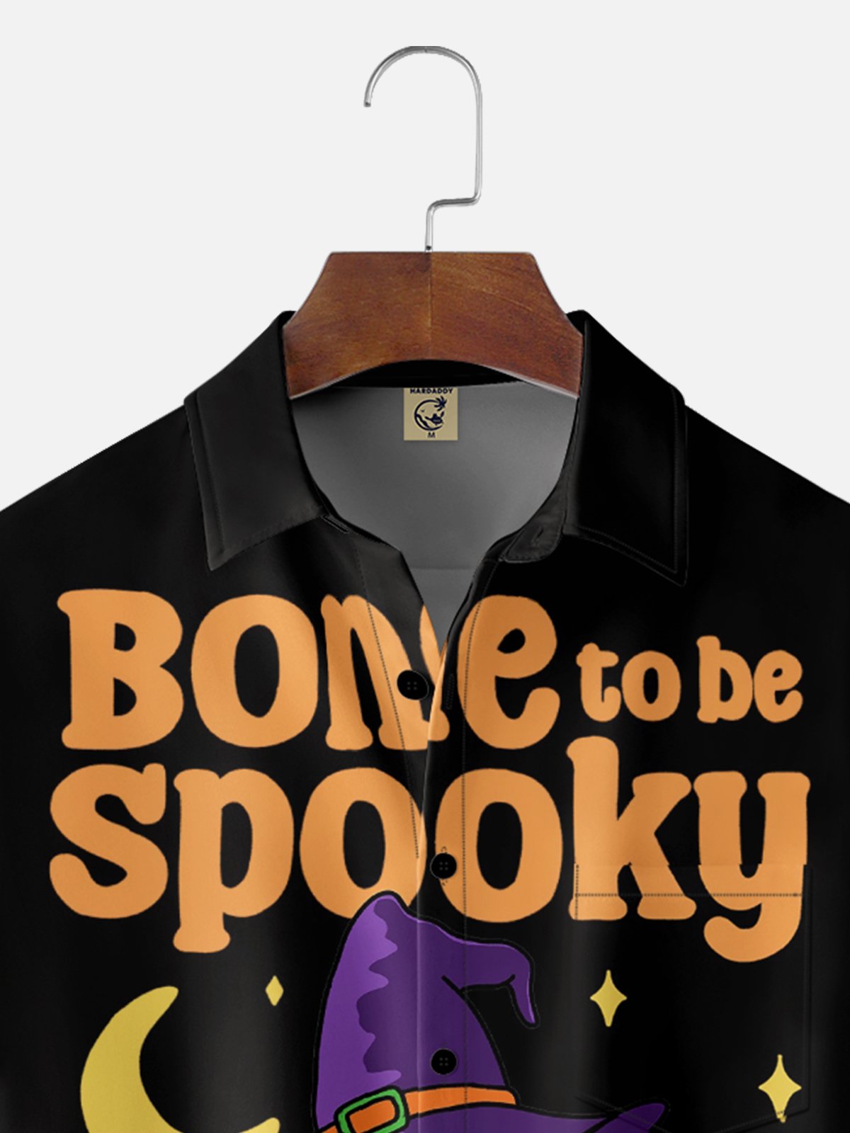 Hardaddy x Kimprut Imut Moisture-wicking Halloween Ghost Skull Text Fun Chest Pocket Casual Shirt