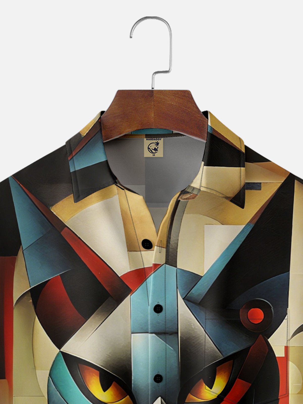 Moisture-Wicking Ombre Color Block Cat Chest Pocket Hawaiian Shirt