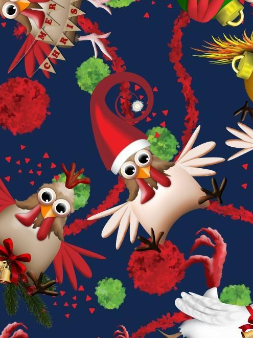 Moisture-Wicking Christmas Hat Chicken Ribbon Long Sleeve Golf Polo