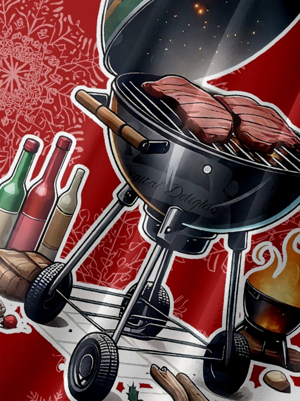 Moisture-Wicking BBQ Santa Chest Pocket Hawaiian Shirt