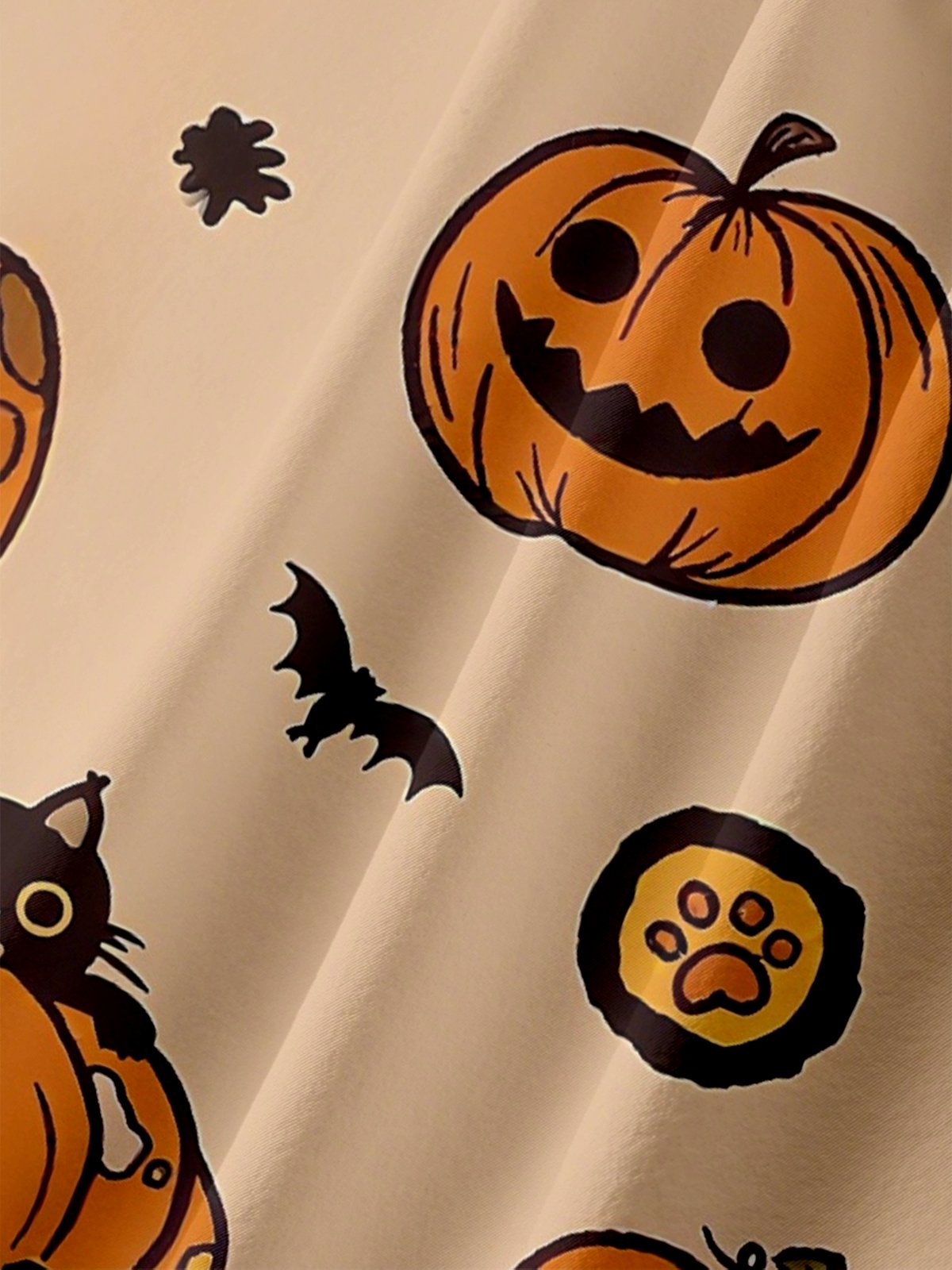 Moisture-wicking Halloween Pumpkin Cat Fun Chest Pocket Hawaiian Shirt