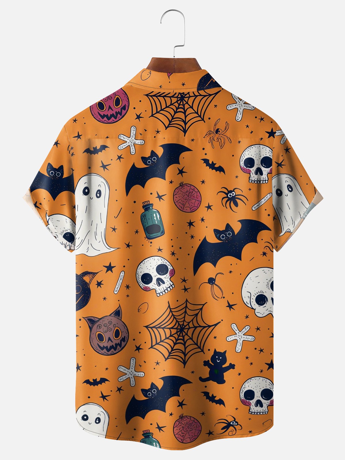 Moisture-wicking Halloween Ghost Skeleton Fun Chest Pocket Casual Shirt