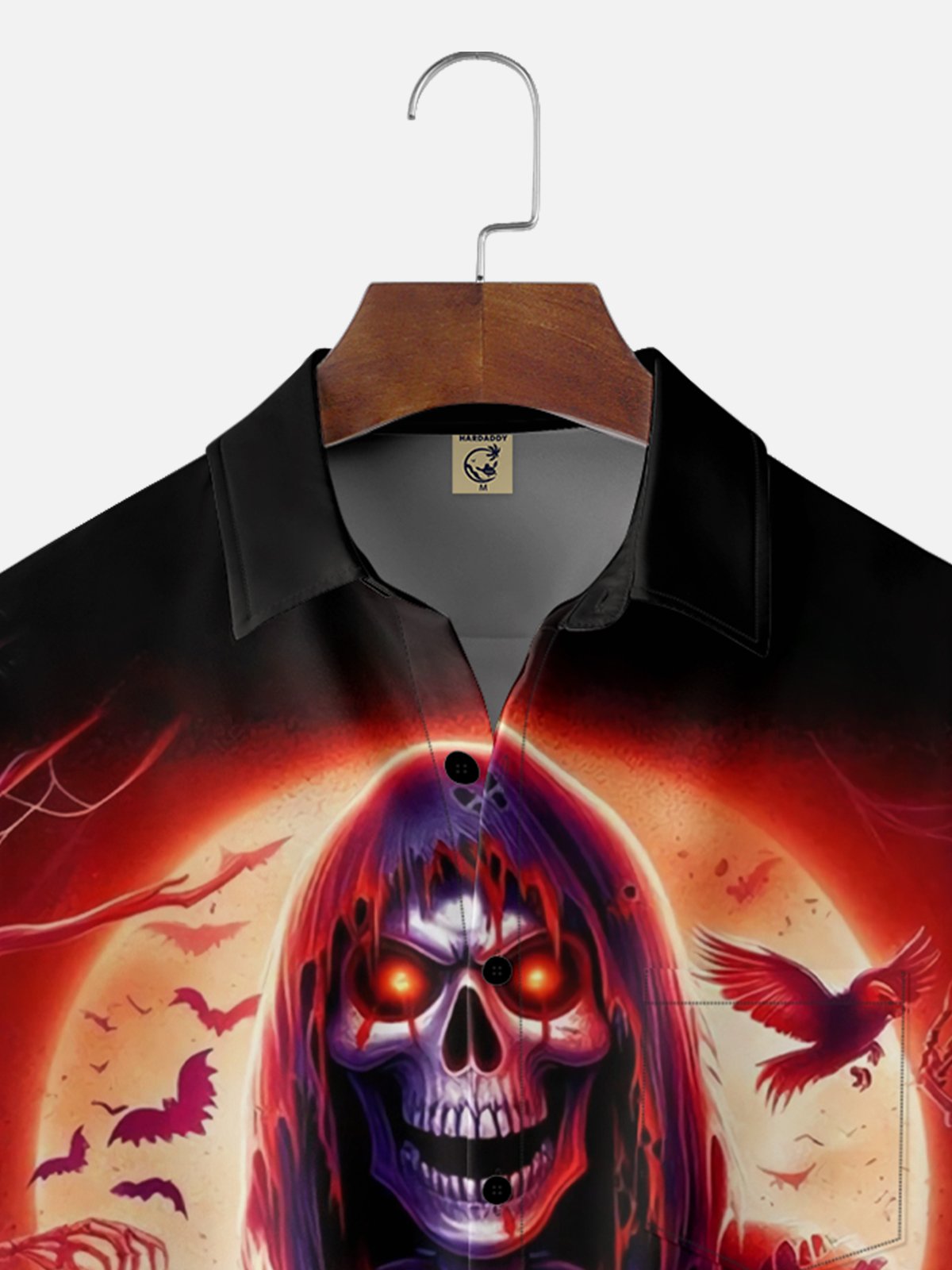 Moisture-Wicking Halloween Skull Cincinnati Bengals Chest Pocket Hawaiian Shirt