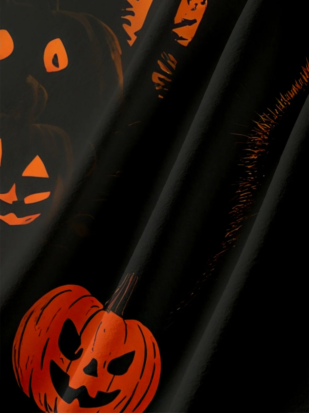 Moisture-Wicking Halloween Pumpkin Black Cat Chest Pocket Hawaiian Shirt