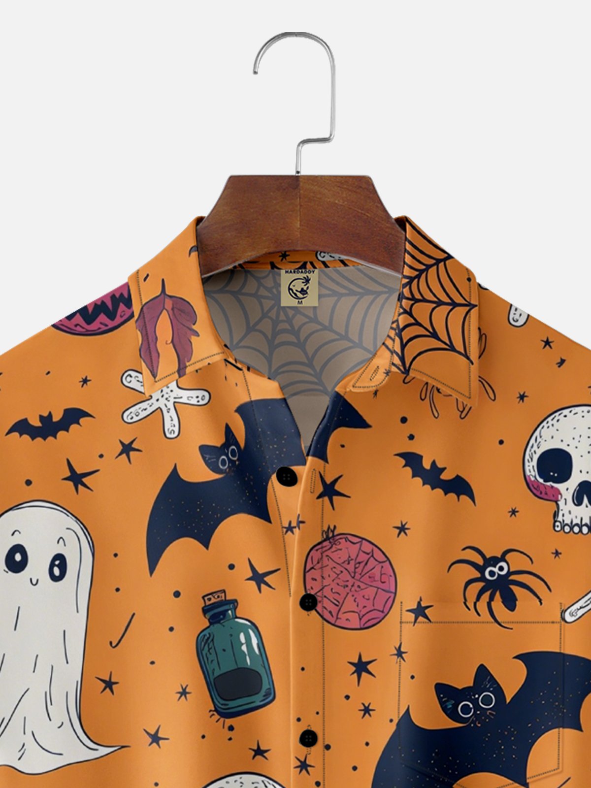 Moisture-wicking Halloween Ghost Skeleton Fun Chest Pocket Casual Shirt