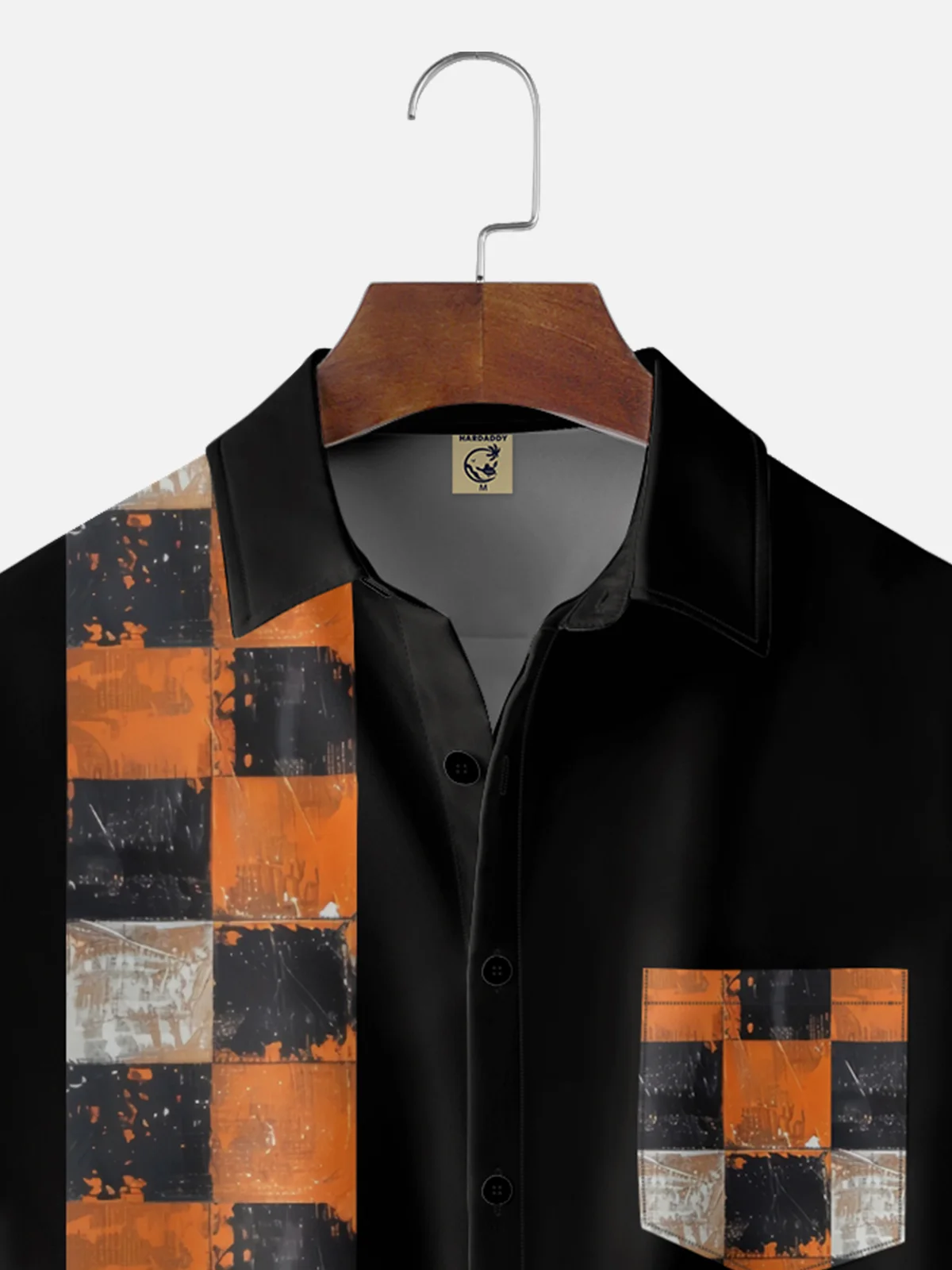 Moisture-Wicking Halloween Color Block Chest Pocket Bowling Shirt
