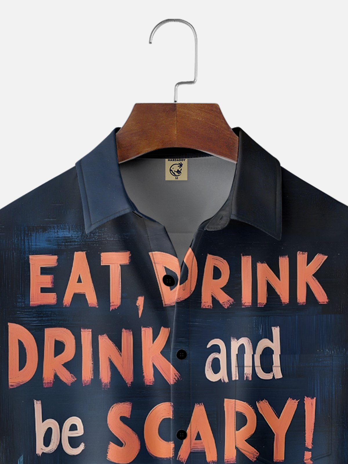 Moisture-Wicking Halloween Pumpkin Monster Chest Pocket Hawaiian Shirt