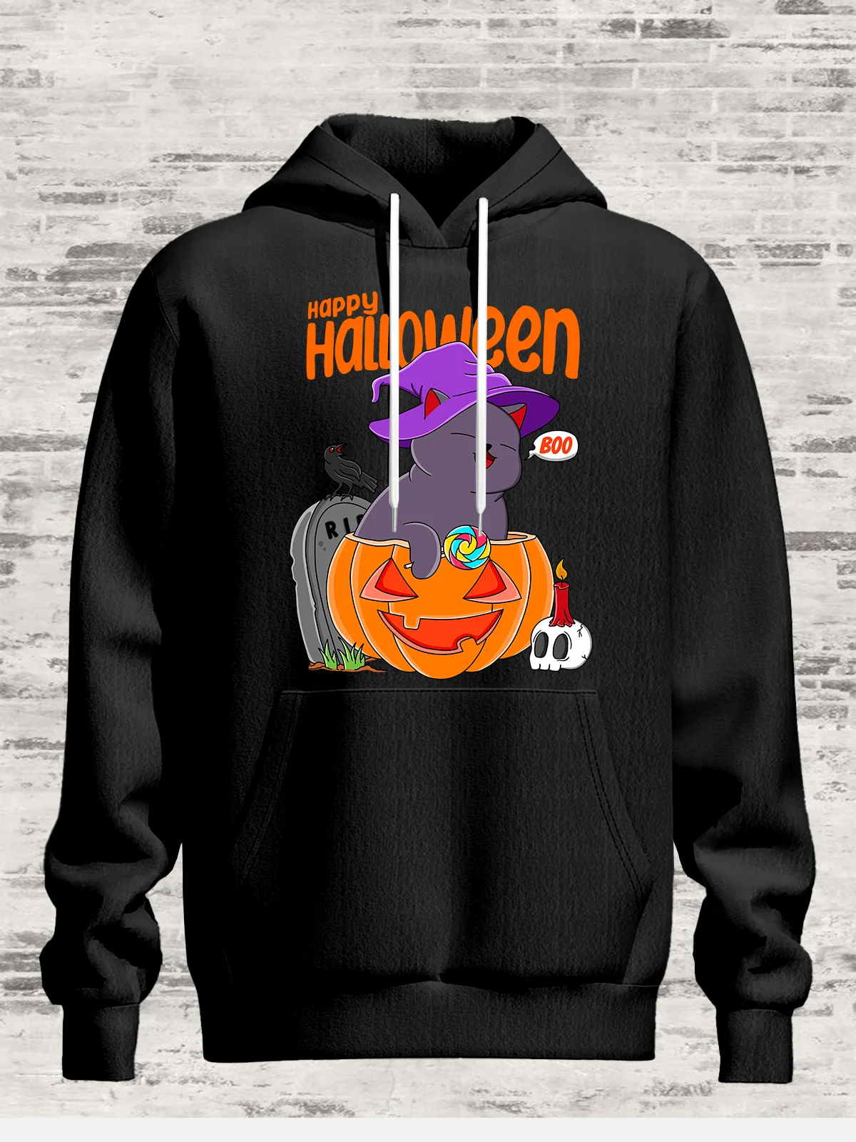 Hardaddy X Kimprut Imut Halloween Ghost Cat Pumpkin Hoodie Sweatshirt