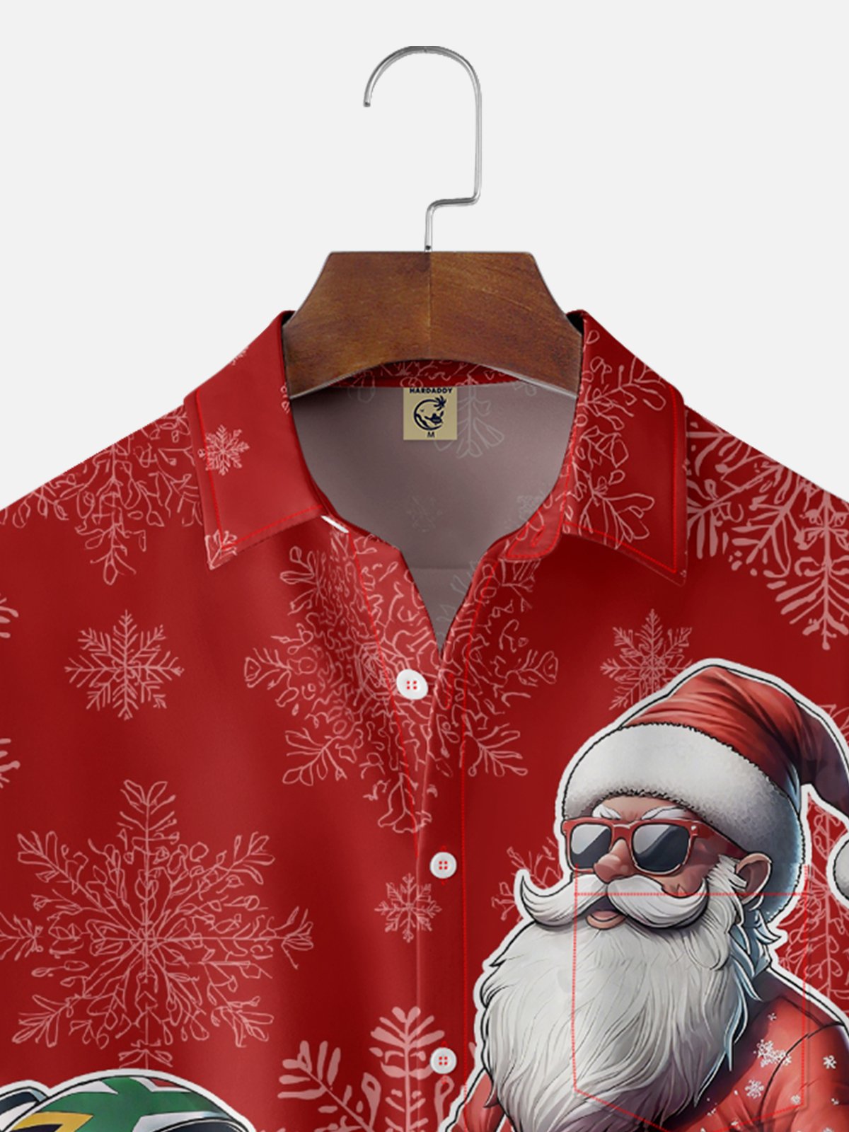 Moisture-Wicking BBQ Santa Chest Pocket Hawaiian Shirt