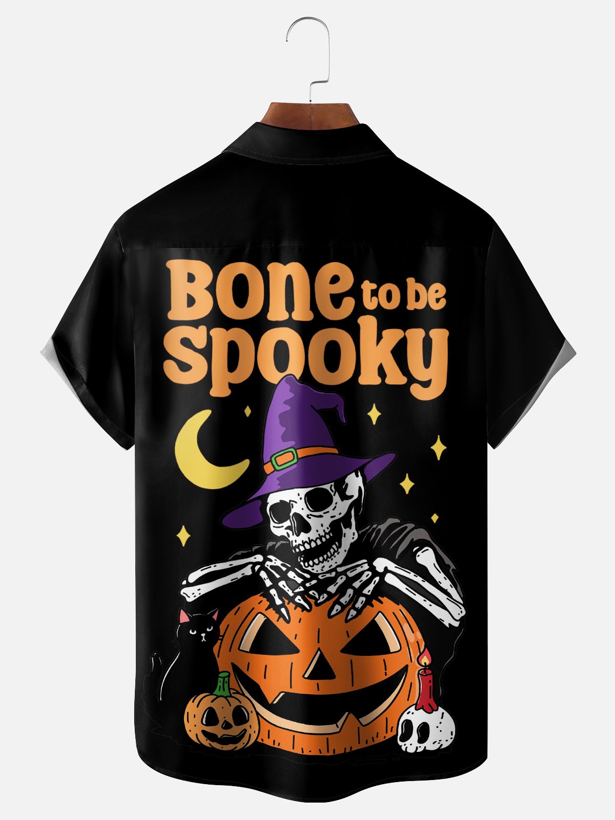 Hardaddy x Kimprut Imut Moisture-wicking Halloween Ghost Skull Text Fun Chest Pocket Casual Shirt