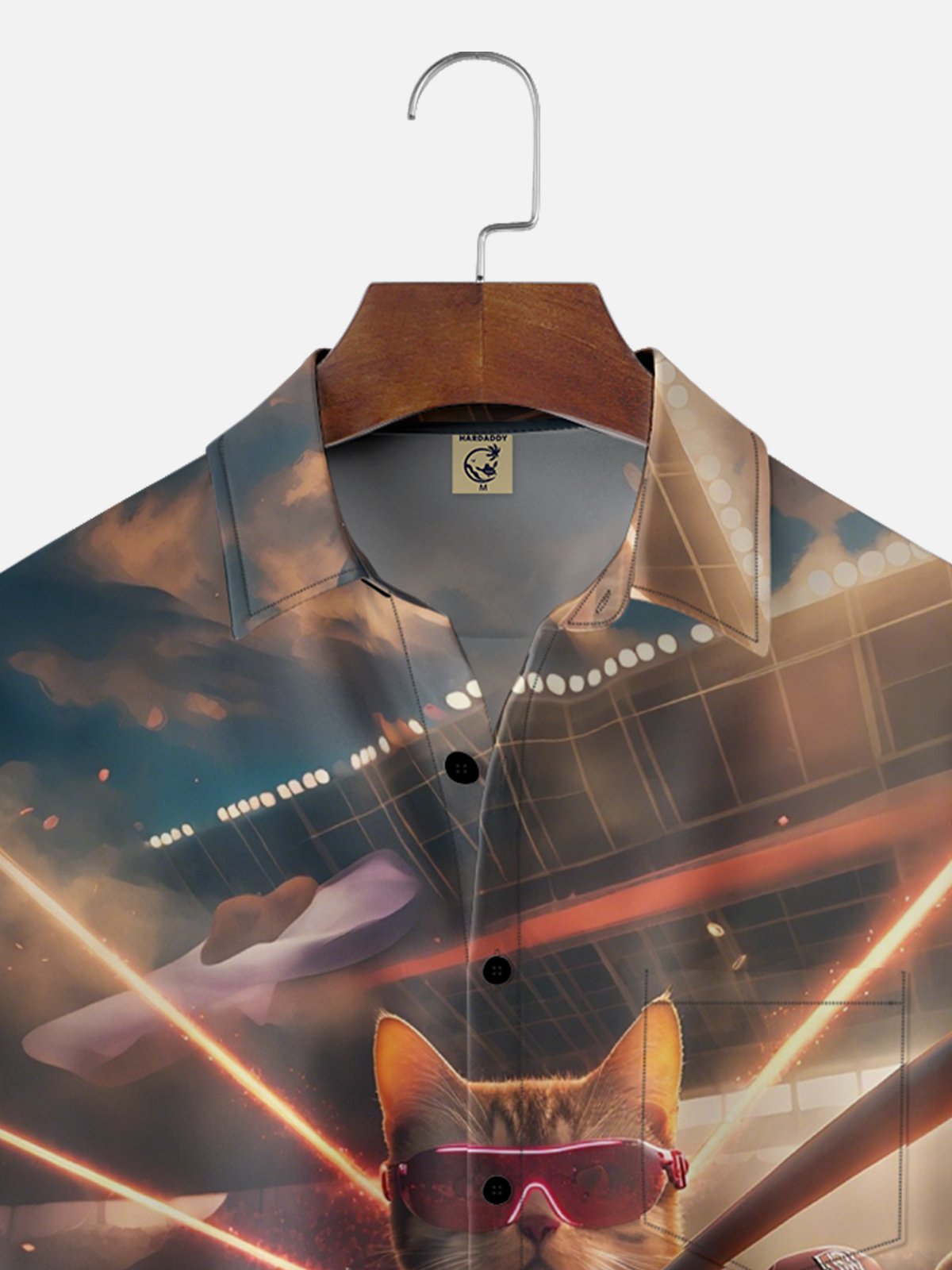 Moisture-Wicking MLB Baseball Cat Chest Pocket Hawaiian Shirt
