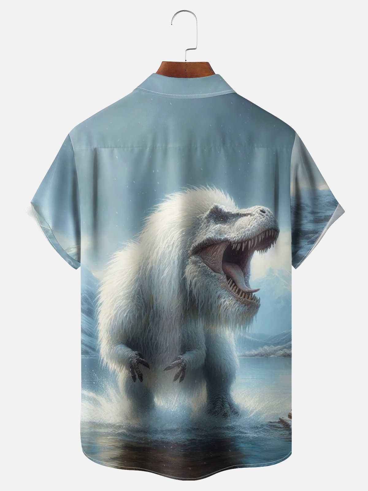 Moisture-Wicking Dinosaur Chest Pocket Hawaiian Shirt