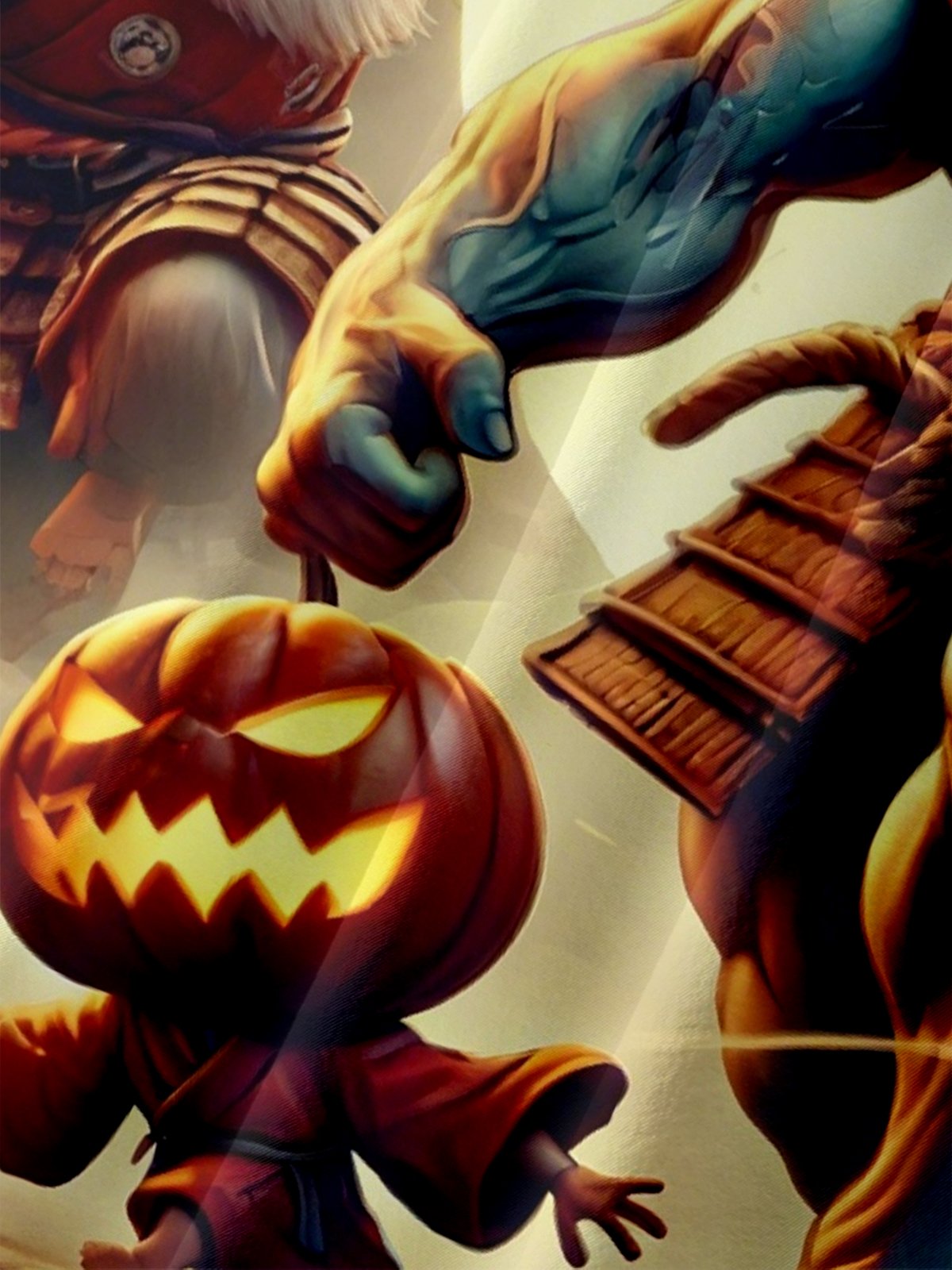 Moisture-Wicking Halloween Samurai Pumpkin Chest Pocket Hawaiian Shirt