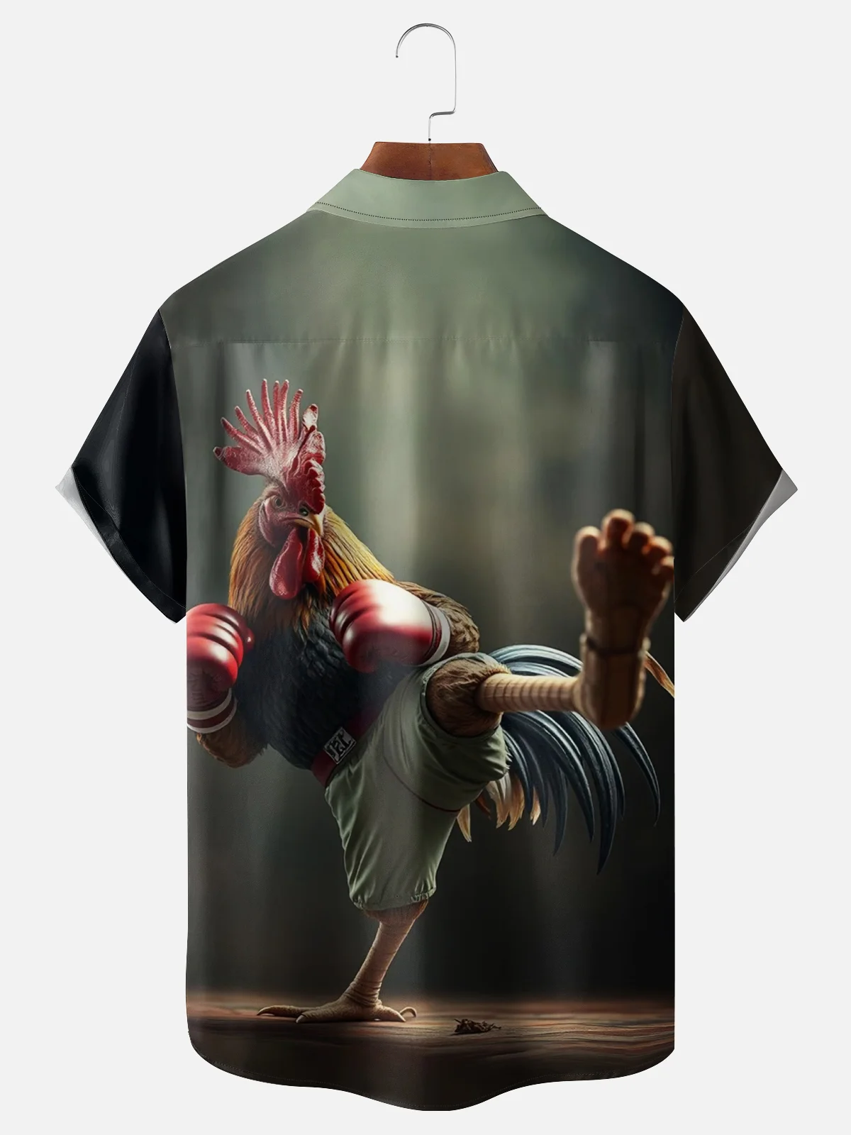 Moisture-wicking Fun Boxing Cock Kung Fu Chest Pocket Hawaiian Shirt