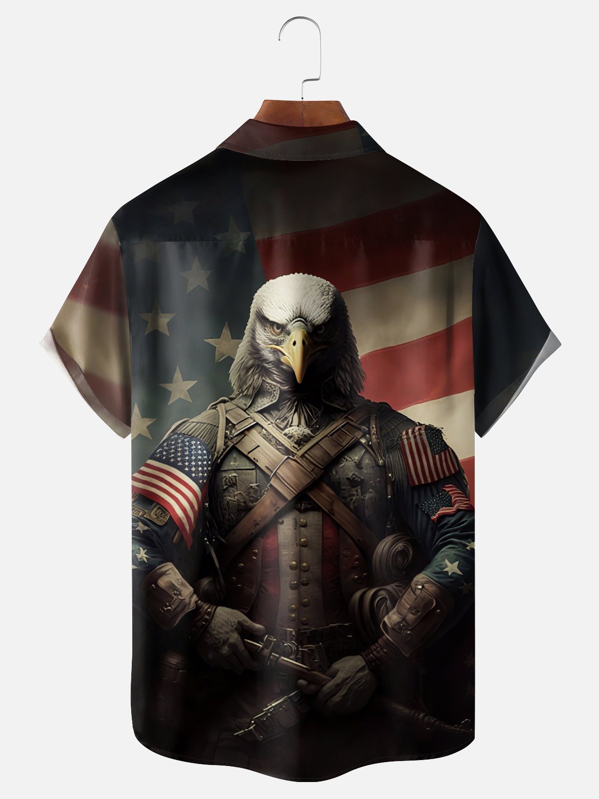Moisture-wicking Soldier Bald Eagle Soldier Veterans Day Chest Pocket Casual Shirt