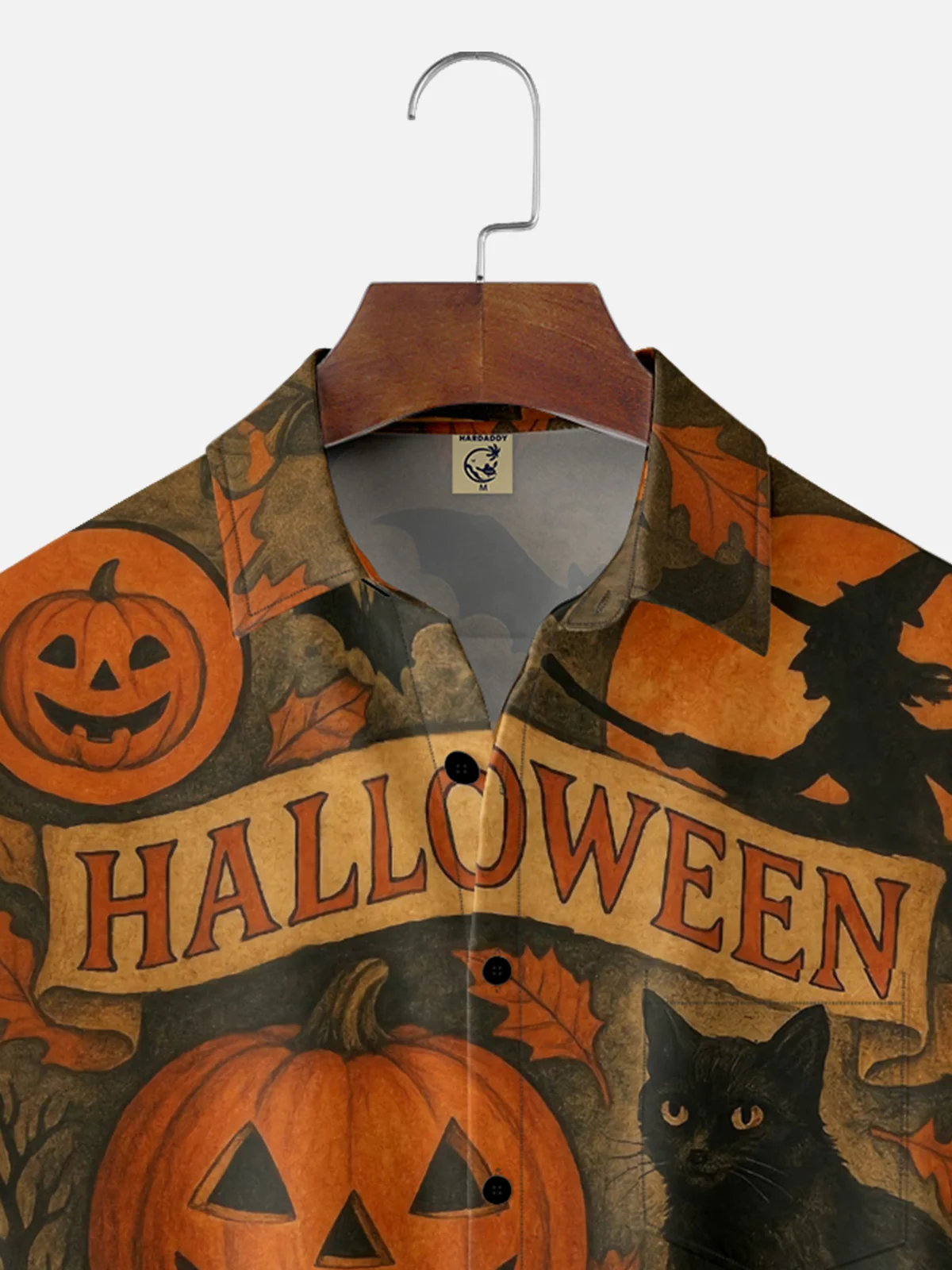 Moisture-wicking Halloween Pumpkin Cat Ghost Chest Pocket Casual Shirt