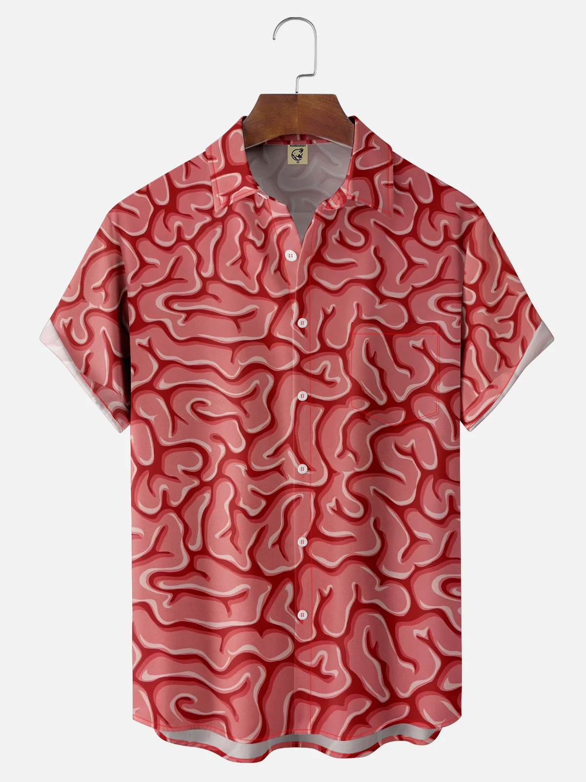 Moisture-wicking Artistic Abstract Brain Chest Pocket Casual Shirt